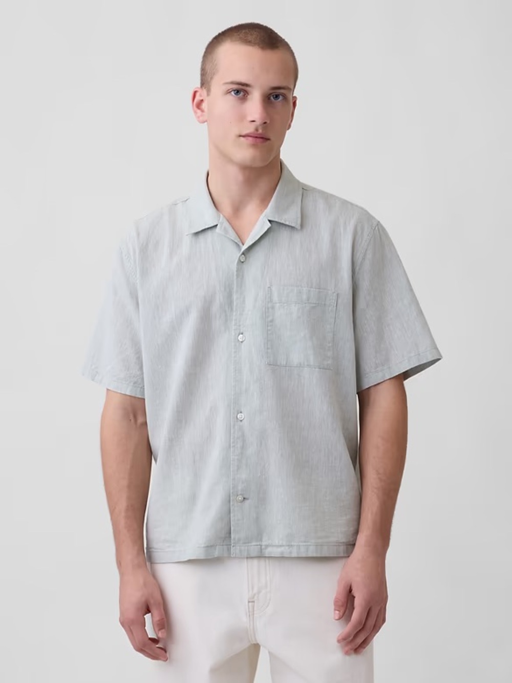 GAP Linen-Cotton Relaxed Straight-Hem Shirt